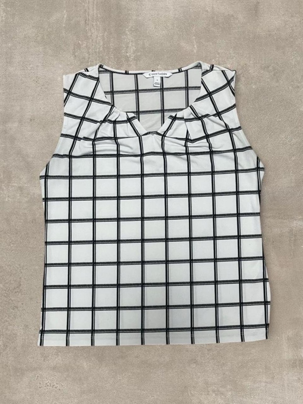 41 Hawthorn Black White Windowpane Sleeveless Blouse Size Medium